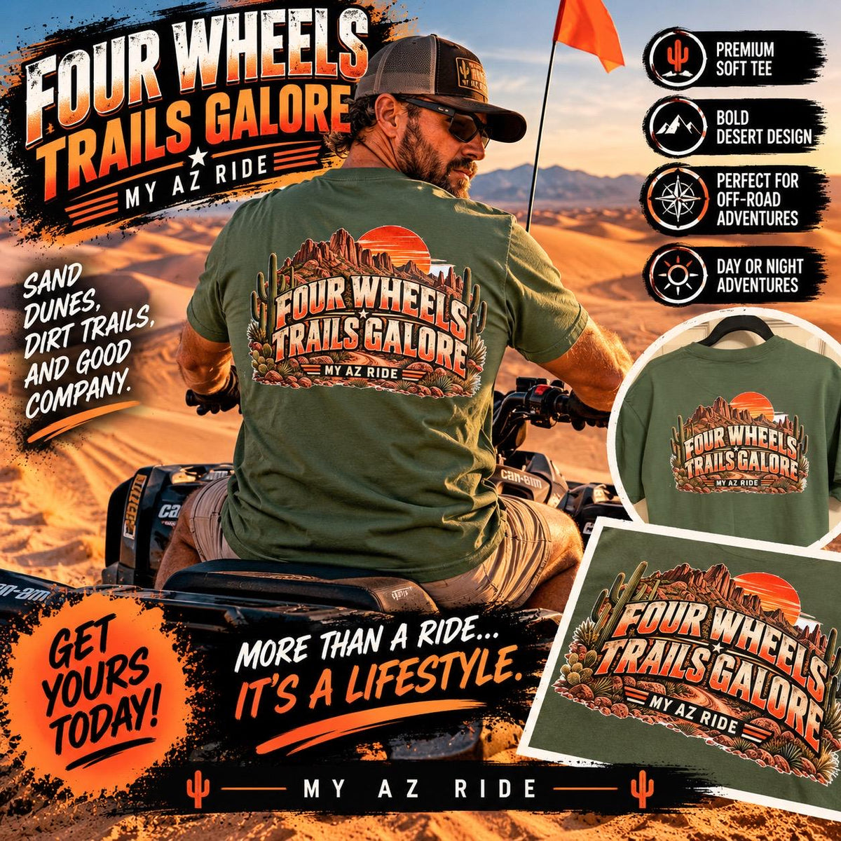 Arizona Off Road T-Shirt | UTV ATV Trail Riding Tee | Desert Adventure Shirt